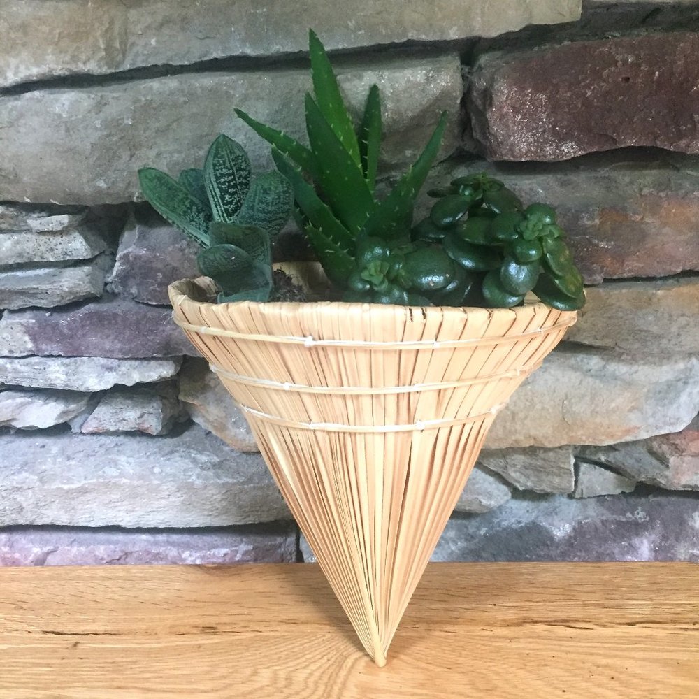 Straw Palm Wall Pocket Cone Planter Succulent Boho